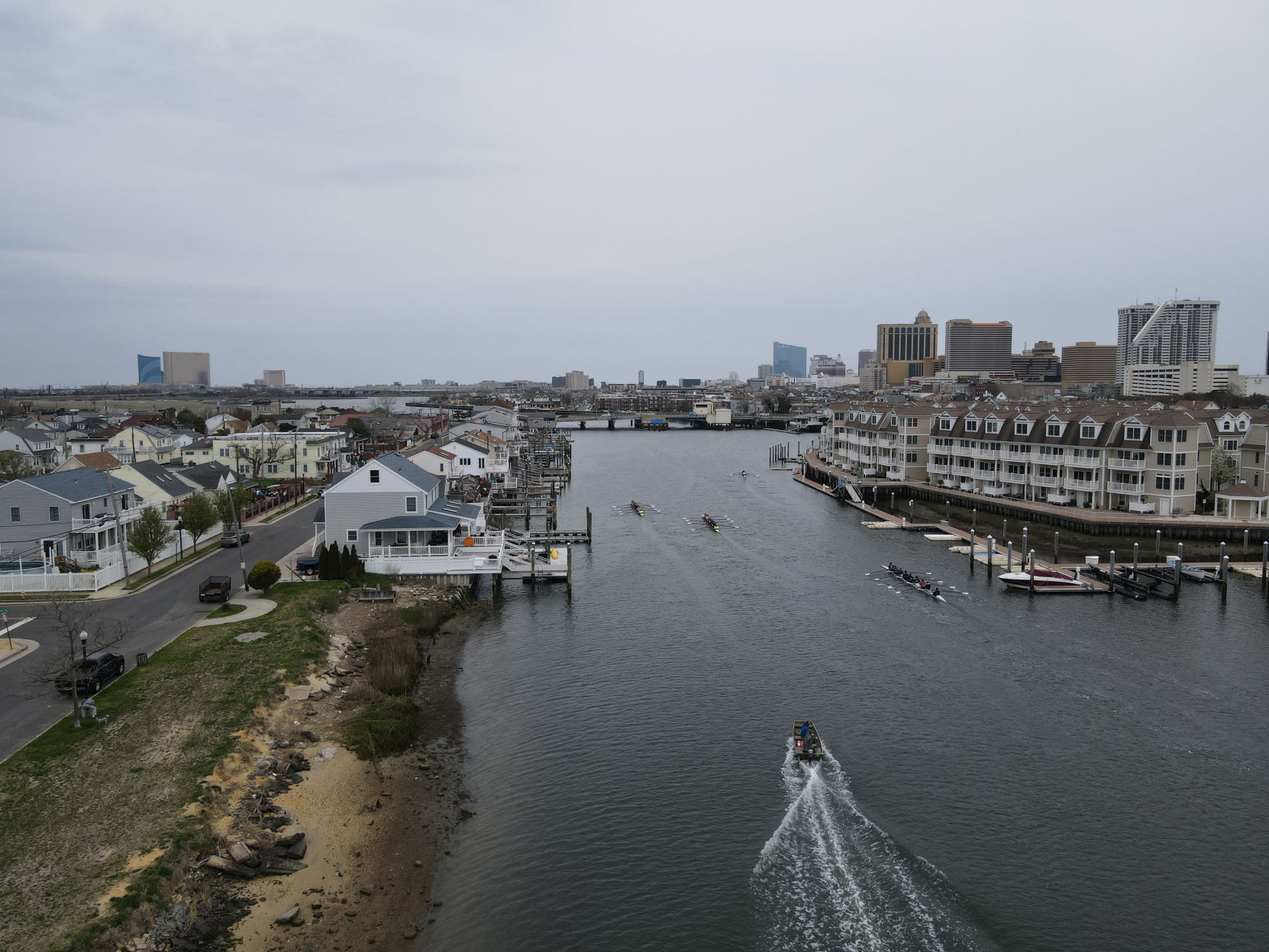 Drone footage of Atlantic City's Inside Thorofare